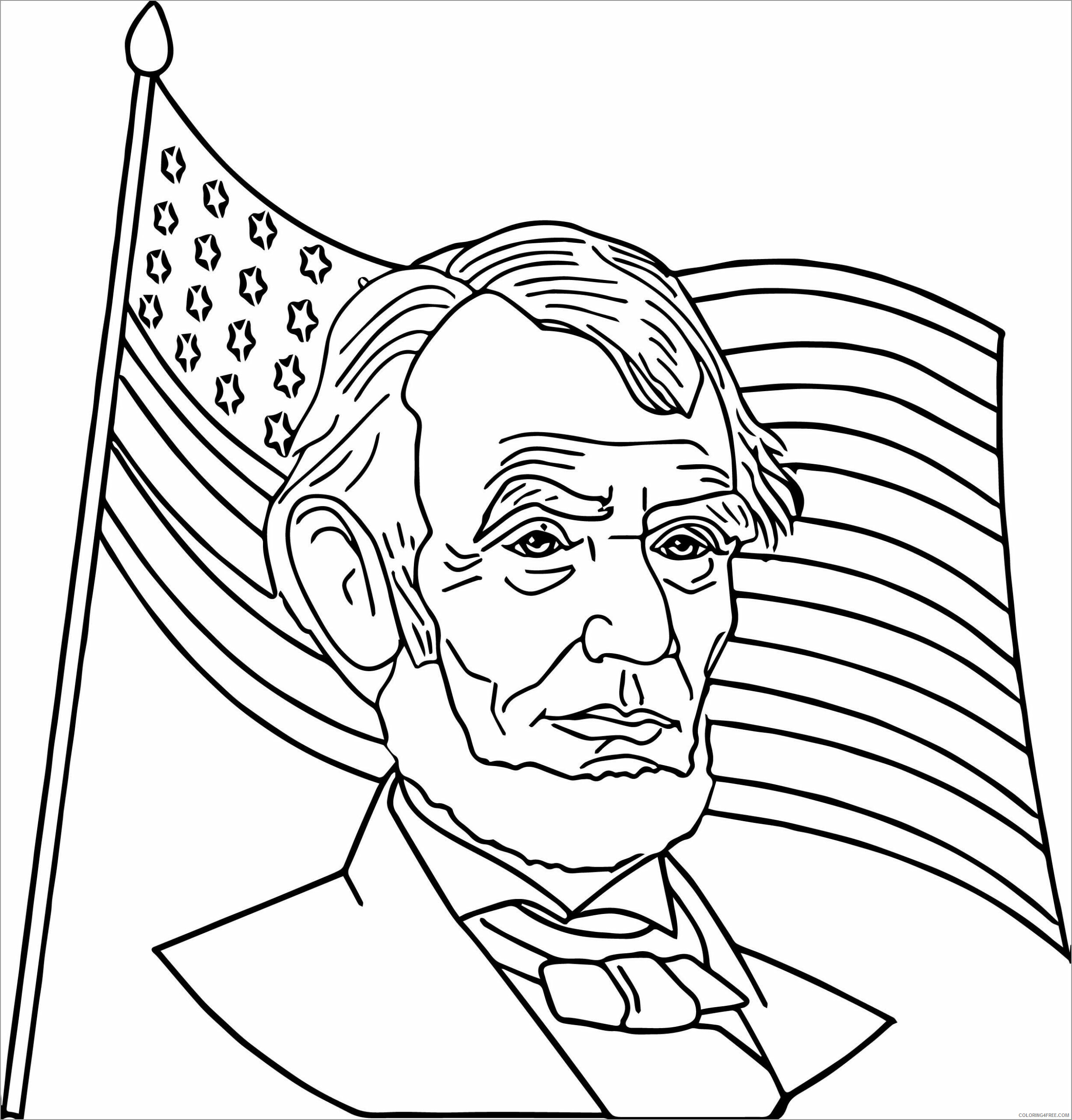 Abraham Lincoln Coloring Pages Educational with usa flag kids Printable 2020 0524 Coloring4free