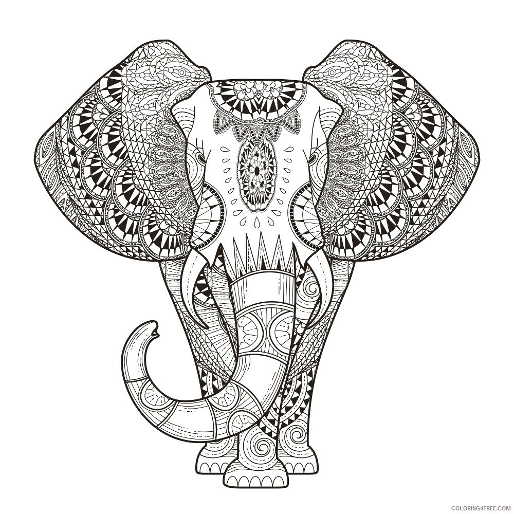 Abstract Coloring Pages Adult Animal for Adults Elephant Printable 2020 050 Coloring4free