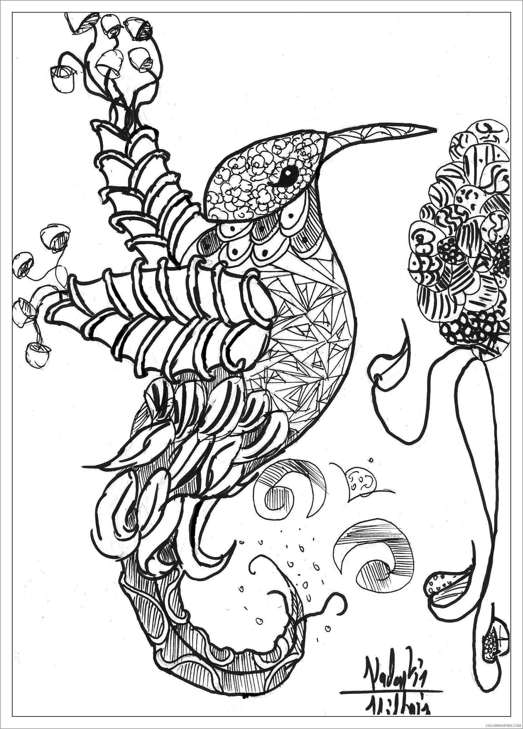 Abstract Coloring Pages Adult abstract animals bird Printable 2020 016 Coloring4free
