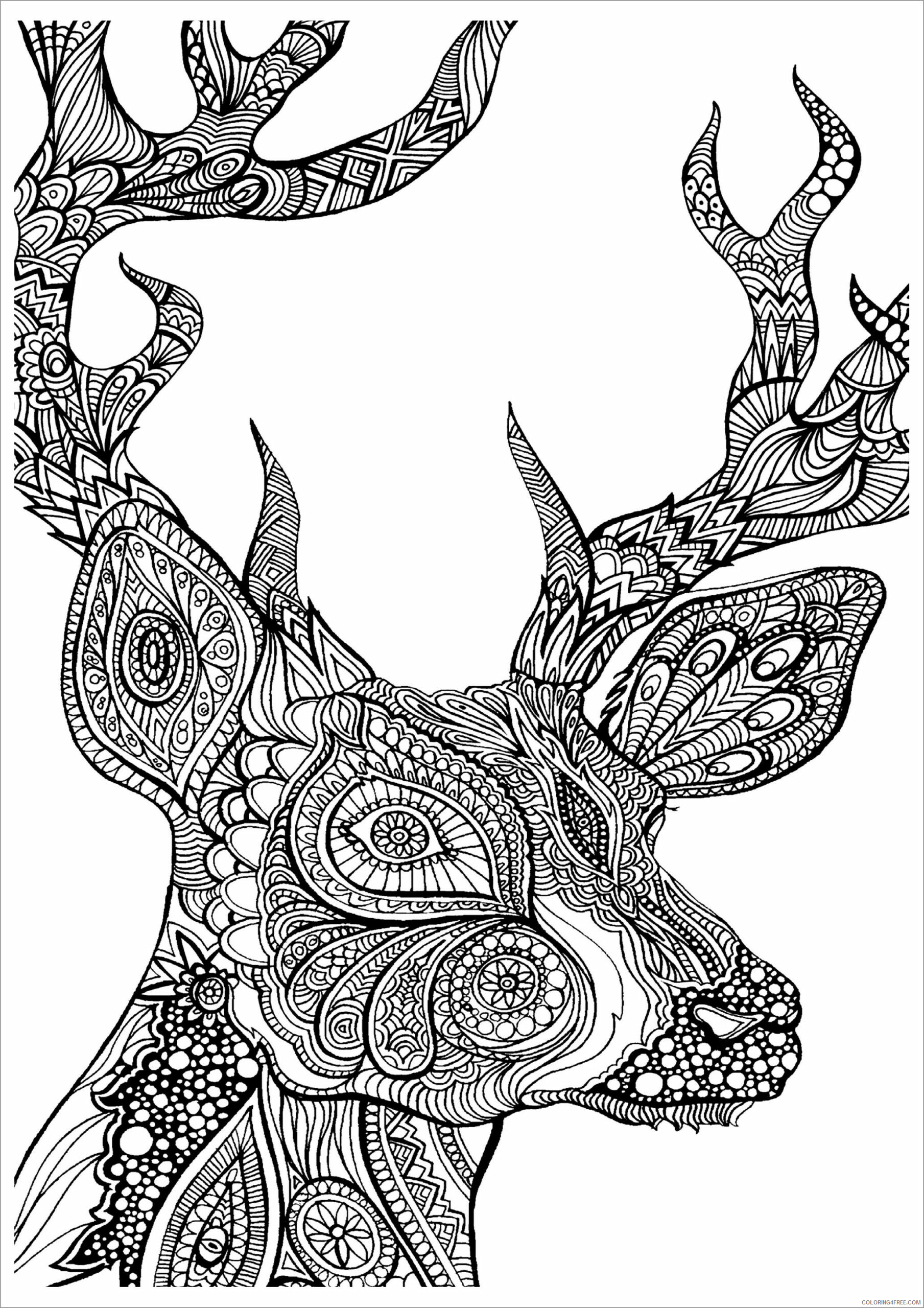 Abstract Coloring Pages Adult abstract animals deer Printable 2020 017 Coloring4free