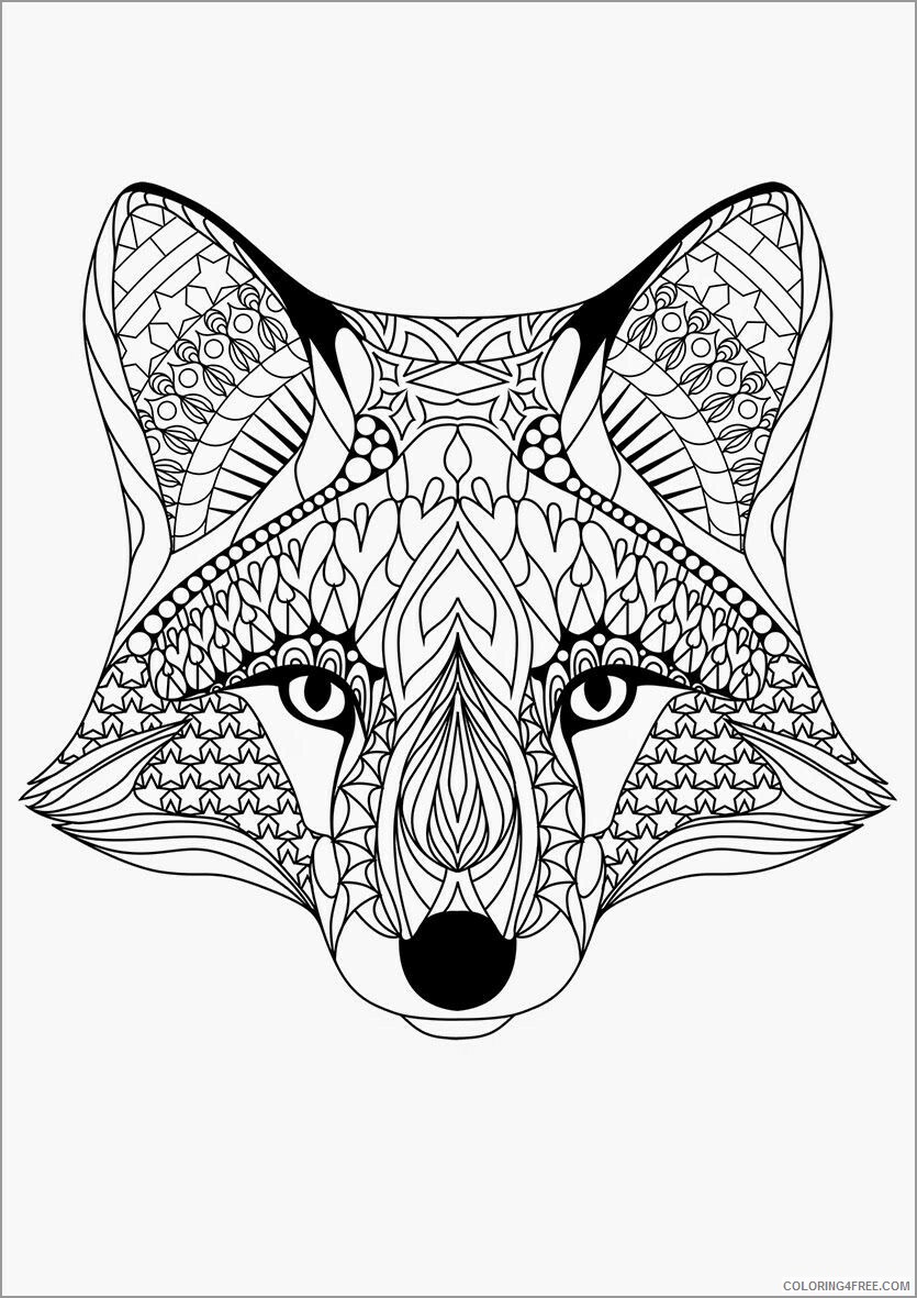 Abstract Coloring Pages Adult abstract animals fox head Printable 2020 019 Coloring4free
