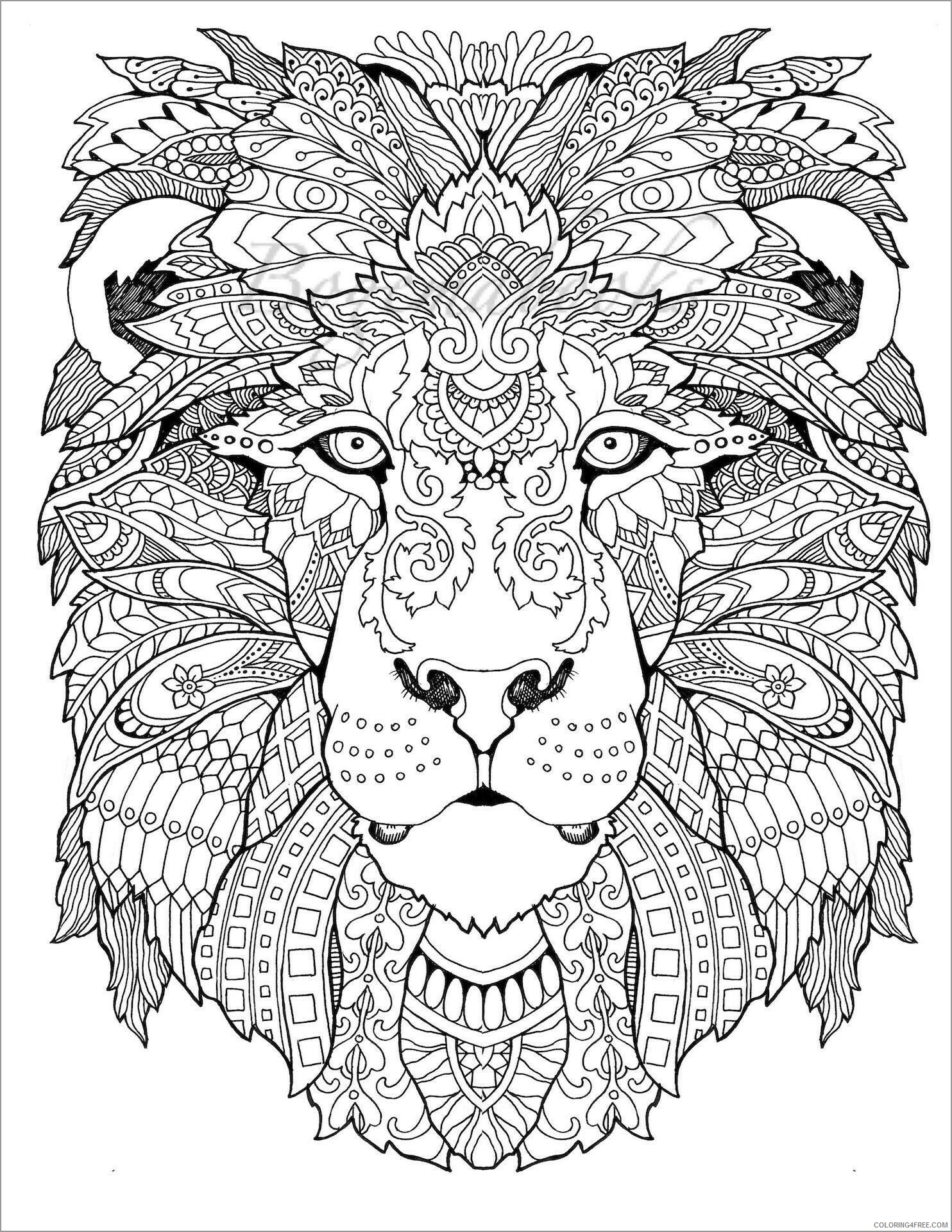 Abstract Coloring Pages Adult abstract animals lion head Printable 2020 020 Coloring4free