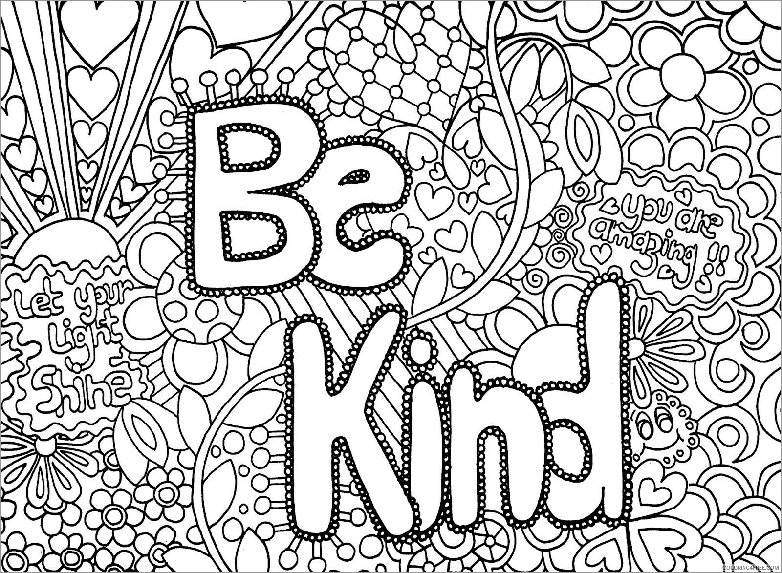 Abstract Coloring Pages Adult abstract be kind Printable 2020 026 Coloring4free