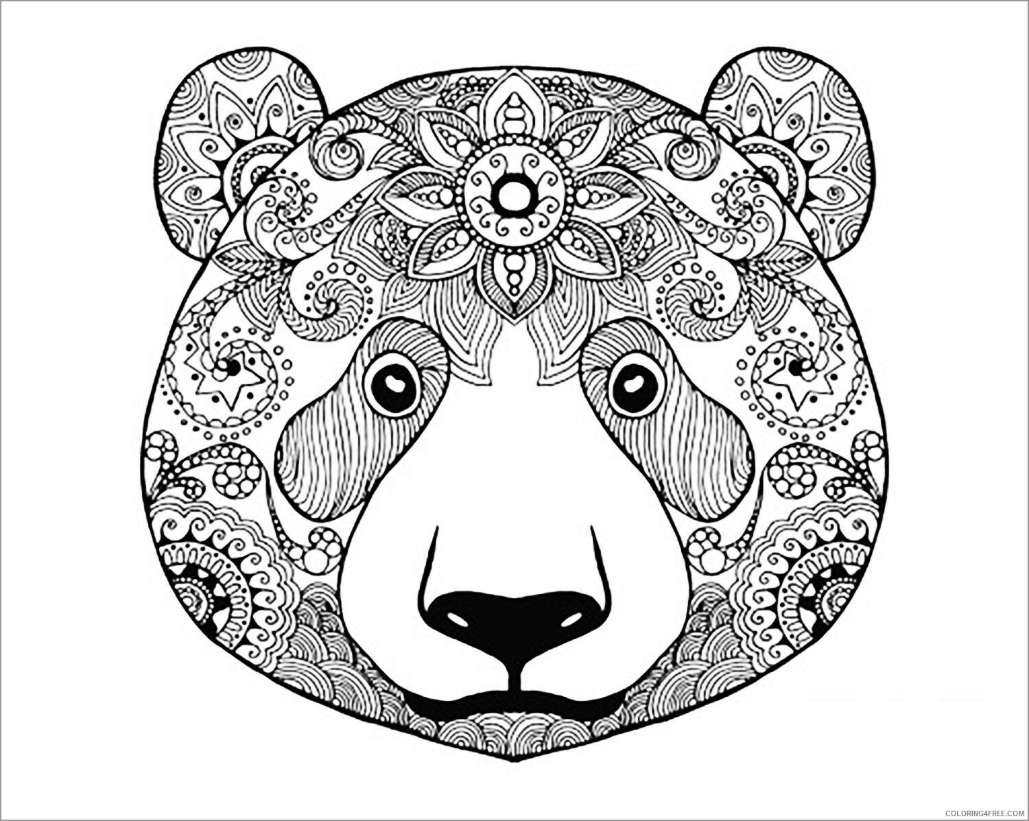 Abstract Coloring Pages Adult abstract bear head Printable 2020 024 Coloring4free