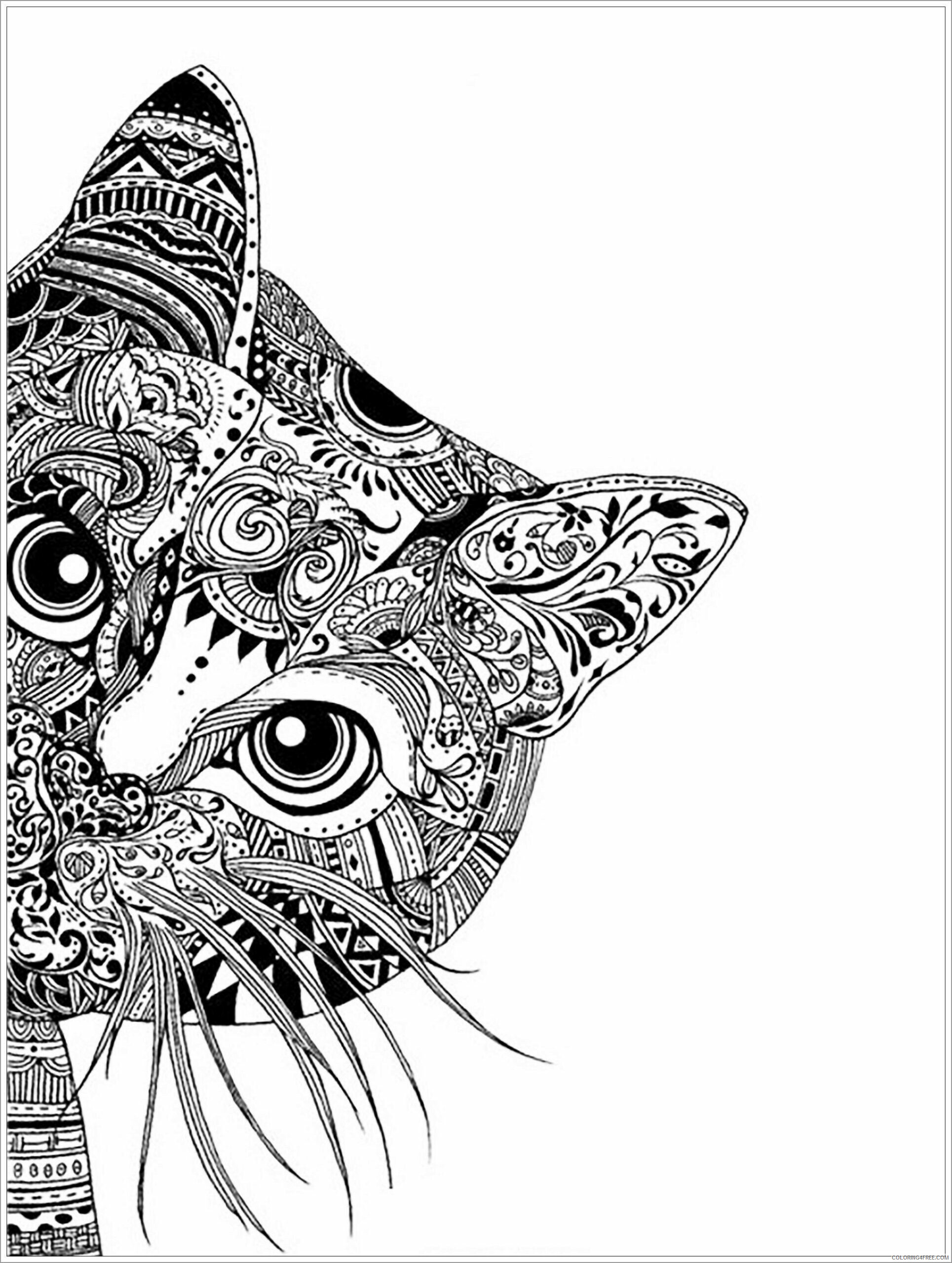 Abstract Coloring Pages Adult abstract cat Printable 2020 028 Coloring4free