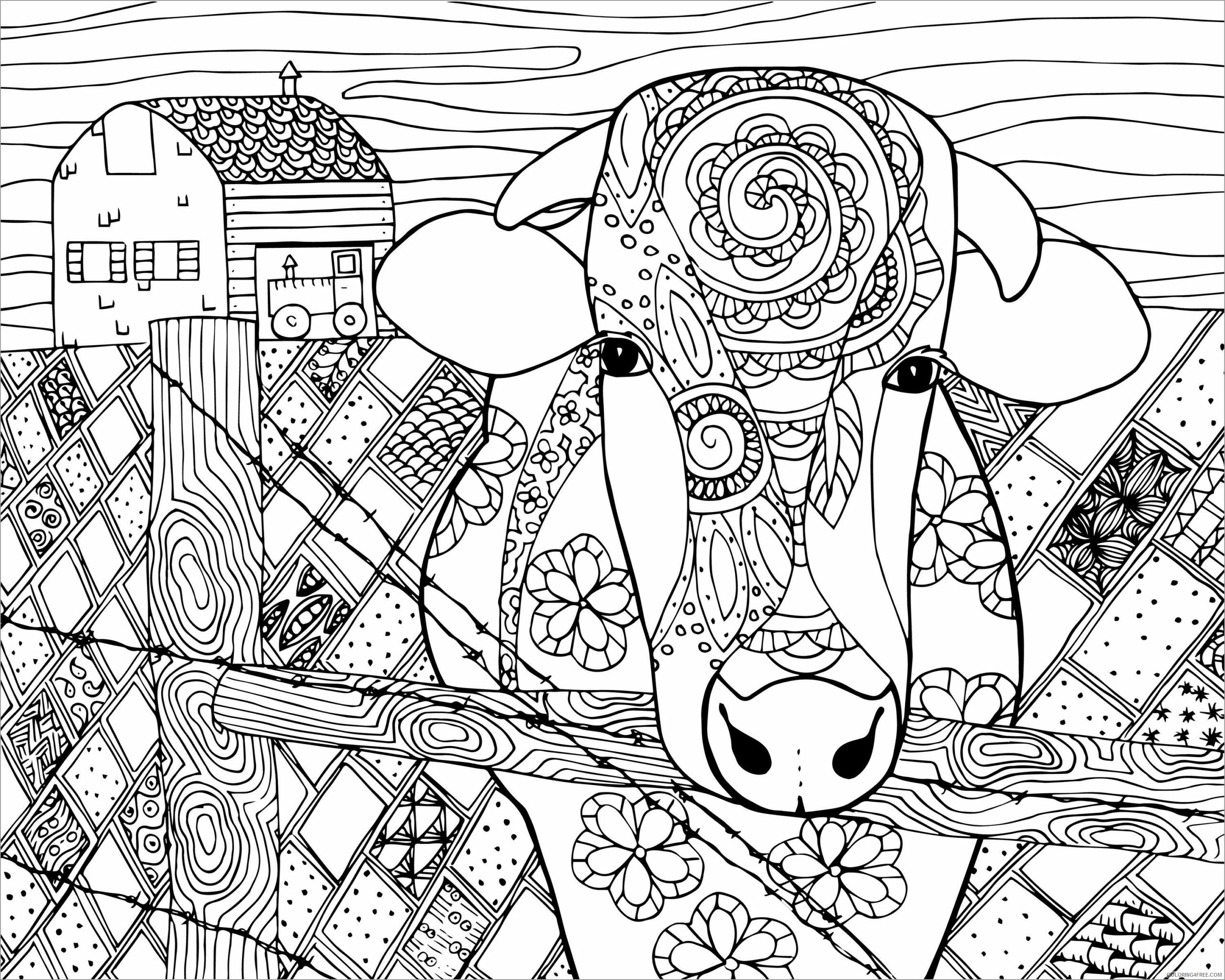 Abstract Coloring Pages Adult abstract cow for adults Printable 2020 044 Coloring4free