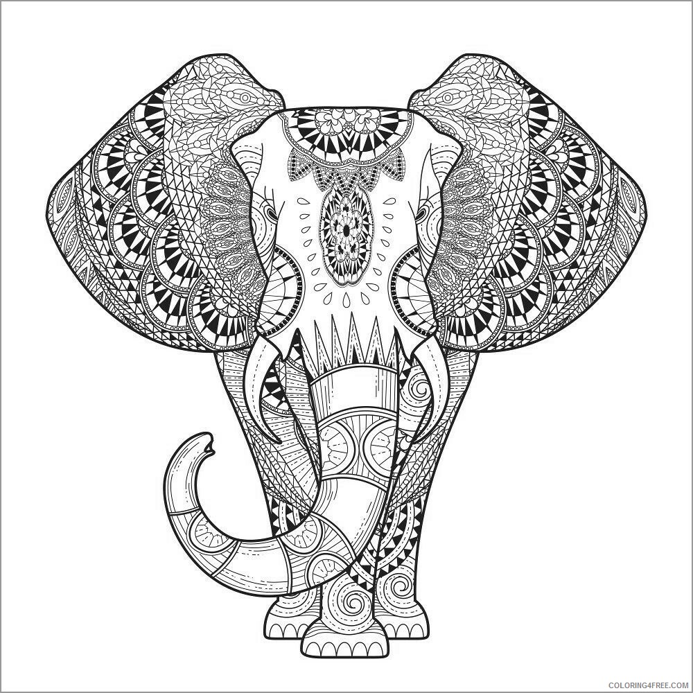Abstract Coloring Pages Adult abstract elephant Printable 2020 030 Coloring4free