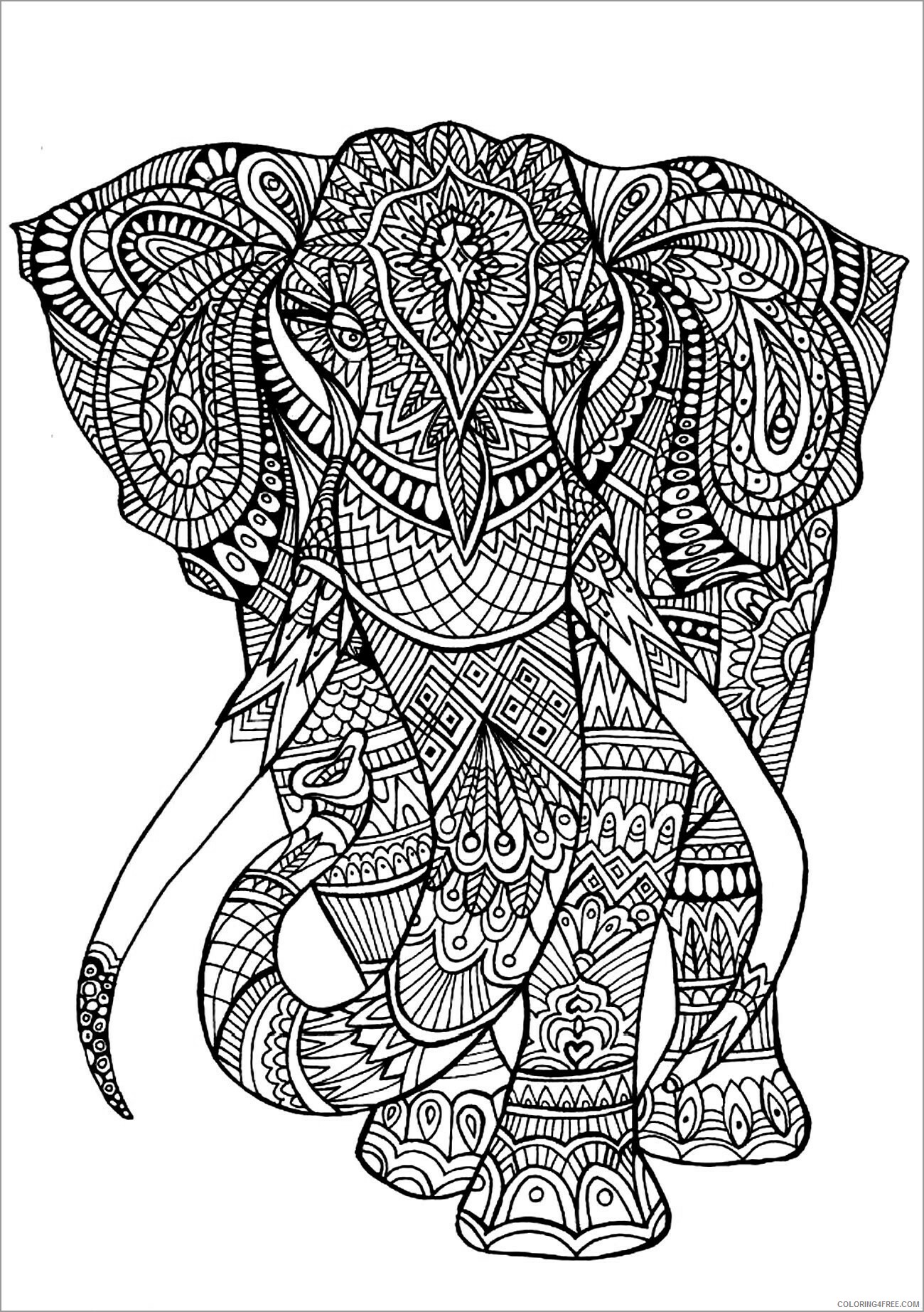Abstract Coloring Pages Adult abstract knight elephant Printable 2020 034 Coloring4free