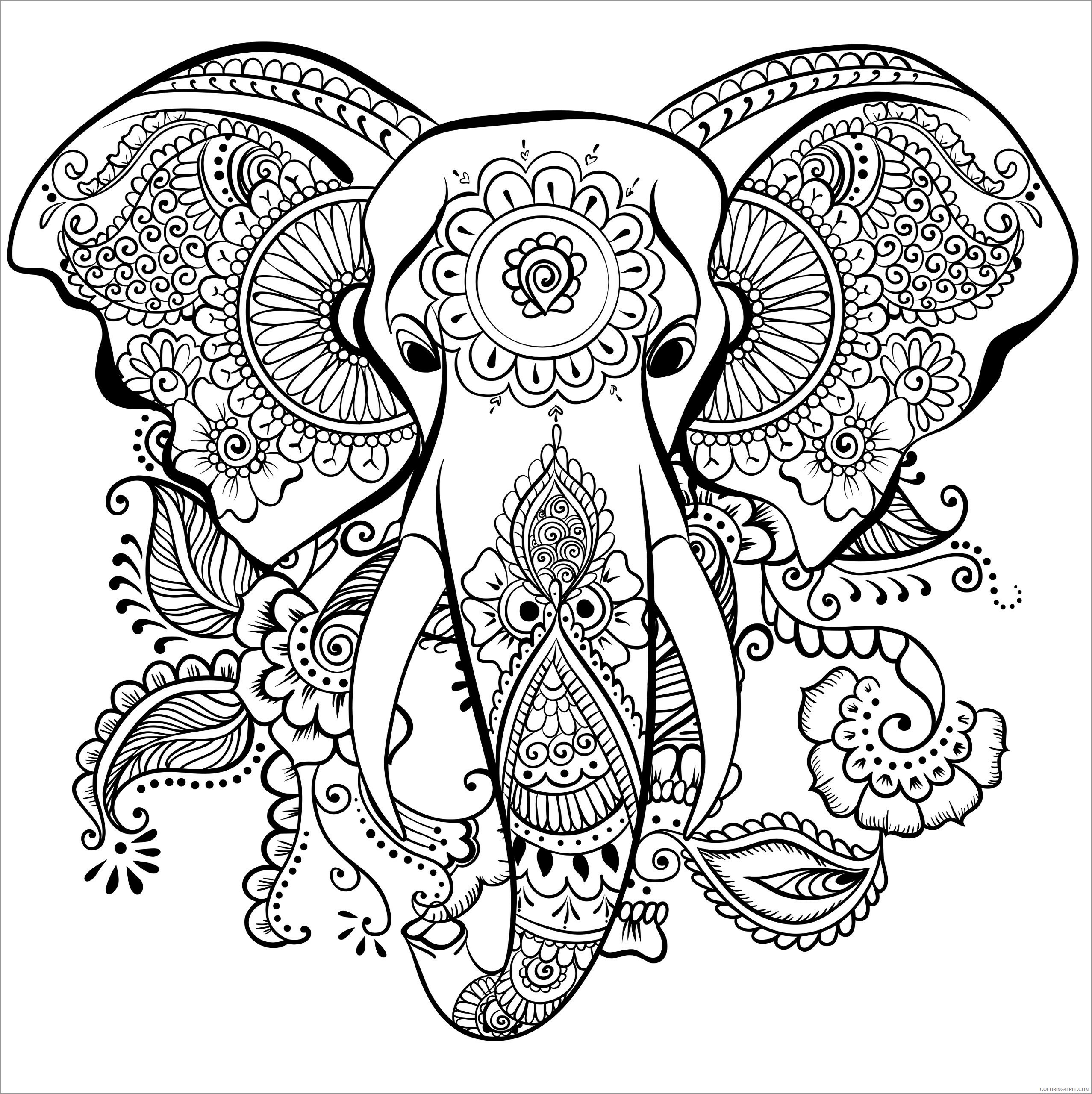 Abstract Coloring Pages Adult mandala abstract elephant Printable 2020 057 Coloring4free