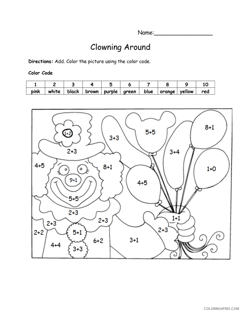Addition Coloring Pages Educational Color By Number Addition Printable 2020 0545 Coloring4free
