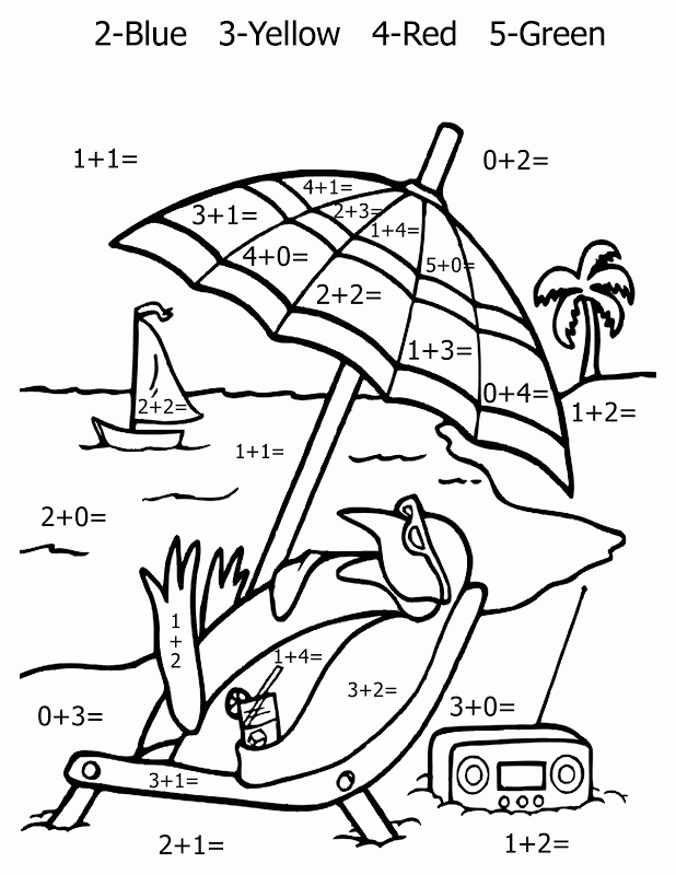 Addition Coloring Pages Educational Color By Number Addition Worksheet 2020 0548 Coloring4free