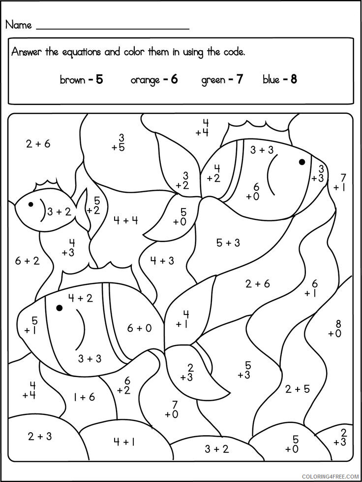Addition Coloring Pages Educational Color By Number Addition Worksheet 2020 0549 Coloring4free