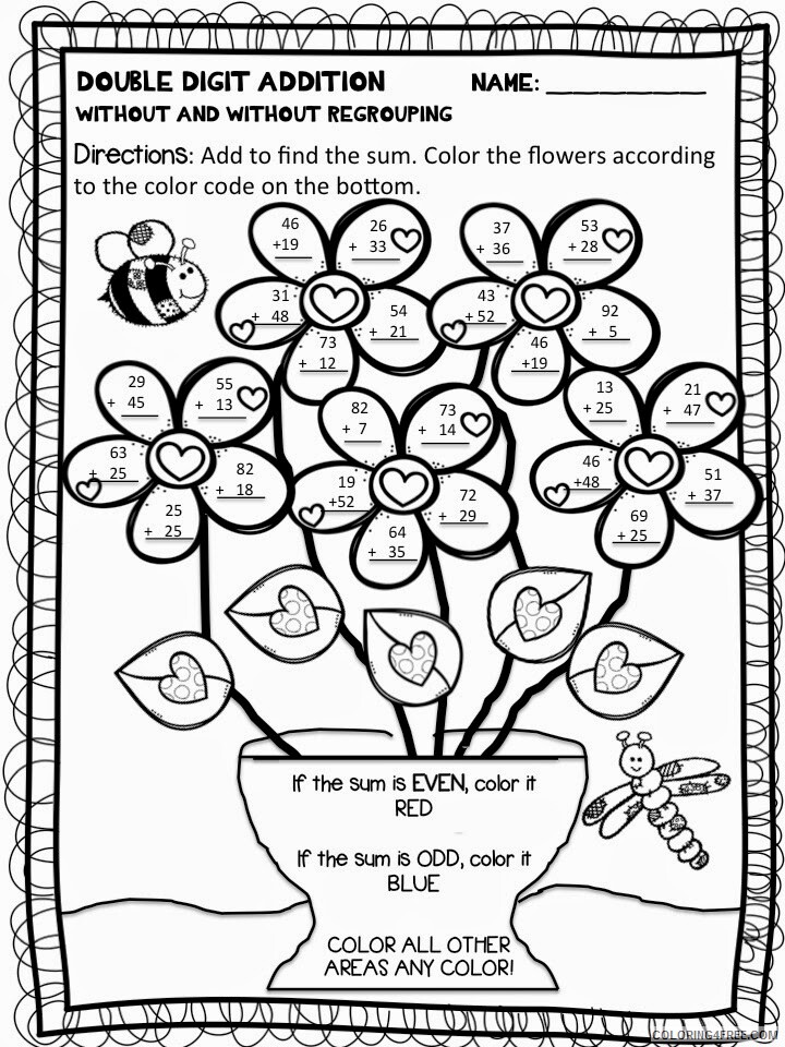 Addition Coloring Pages Educational Double Digit Addition by Number 2020 0550 Coloring4free