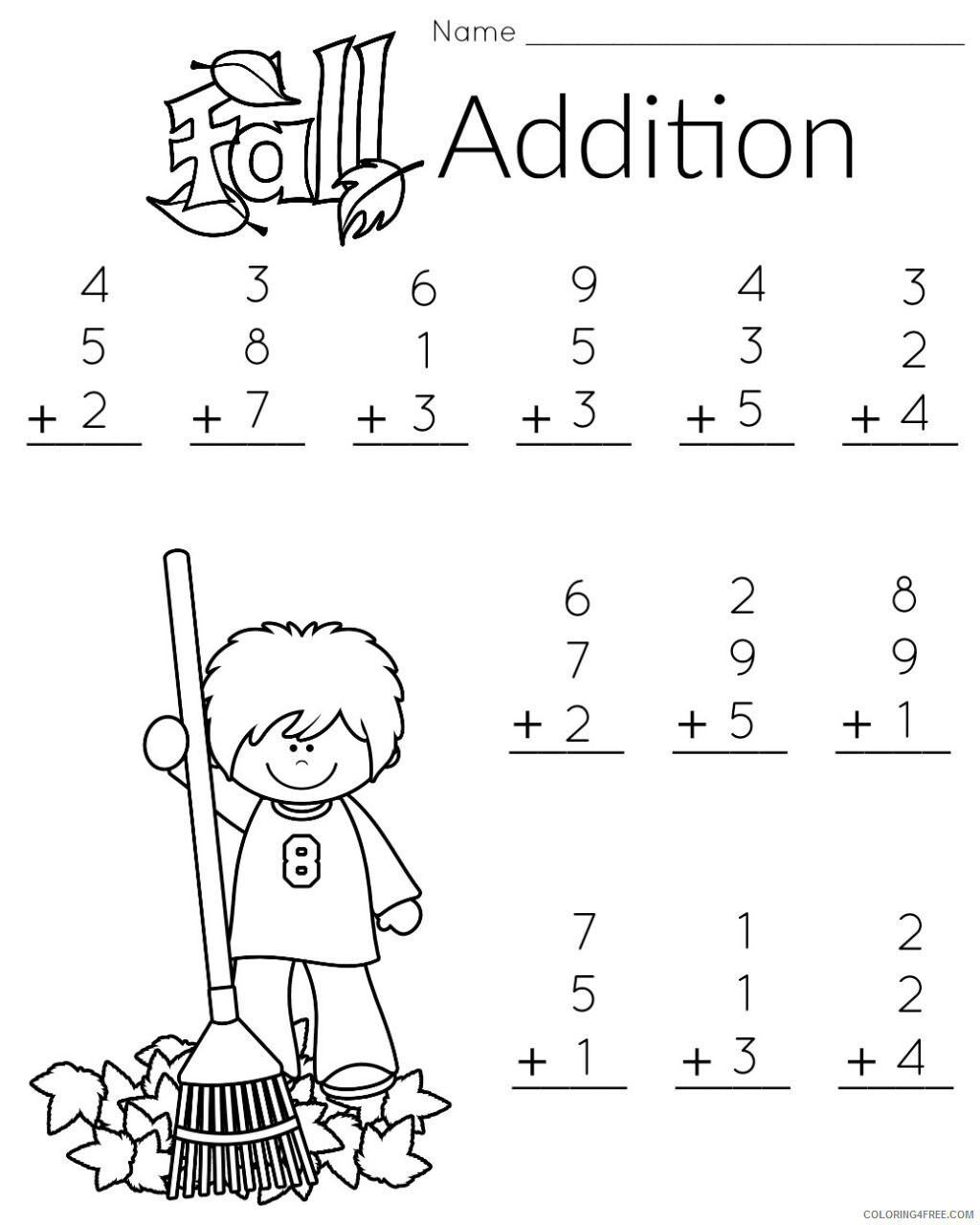 Addition Coloring Pages Educational Kindergarten sheets Math Addition 2020 0573 Coloring4free