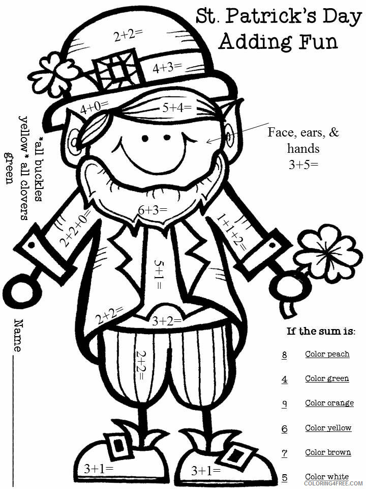 Addition Coloring Pages Educational St Patricks Day by Printable 2020 0583 Coloring4free