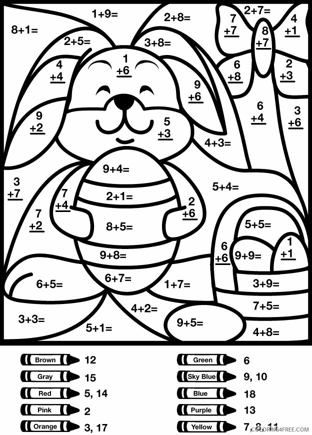 Addition Coloring Pages Educational by Number Printable 2020 0538 Coloring4free