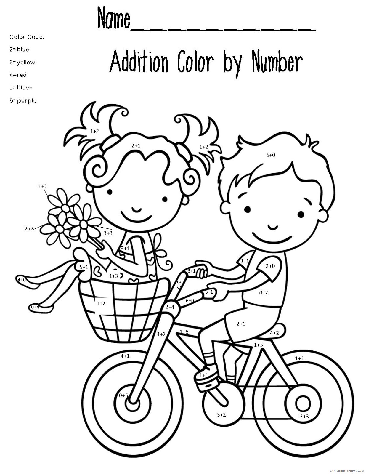 Addition Coloring Pages Educational math addition worksheet Printable 2020 0578 Coloring4free