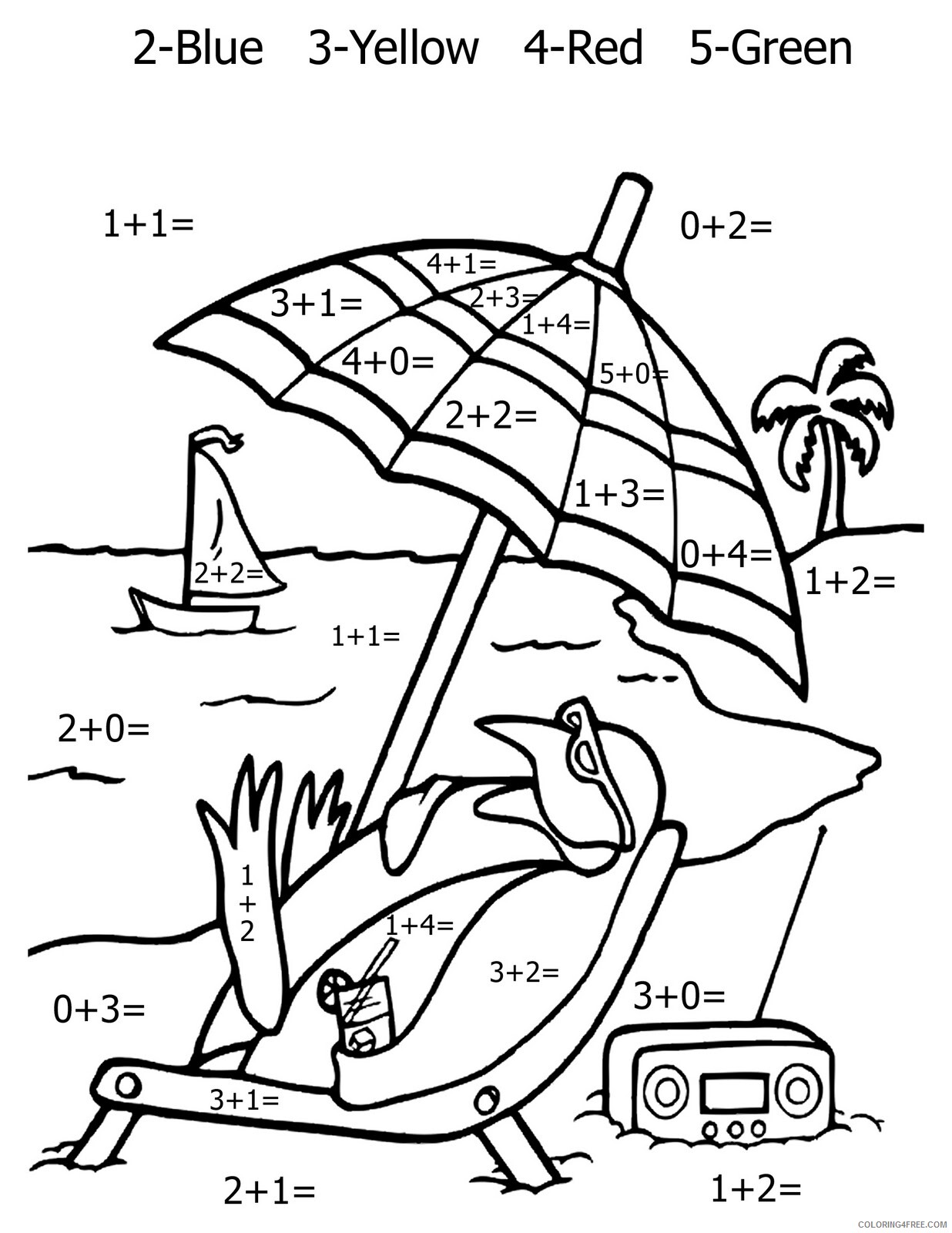Addition Coloring Pages Educational math worksheet addition Printable 2020 0579 Coloring4free