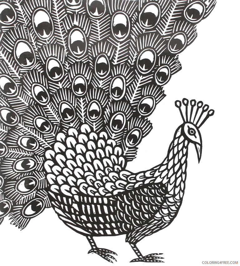 Adult Animals Coloring Pages Animal for Adults Free Peacock Printable 2020 118 Coloring4free