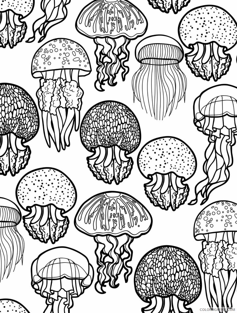 Adult Animals Coloring Pages Animal for Adults Jellyfish Printable 2020 123 Coloring4free