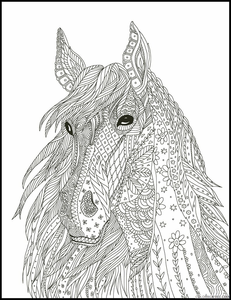 Adult Animals Coloring Pages Intricate Horse for Adults Printable 2020 158 Coloring4free