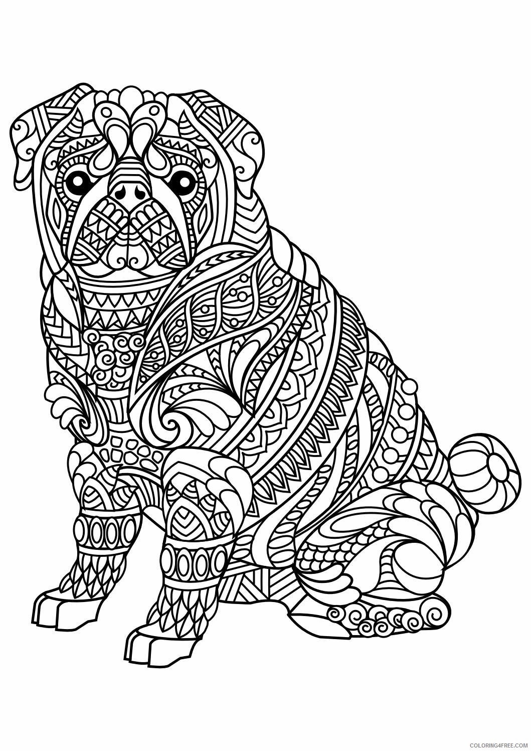 Adult Animals Coloring Pages Pug Animal for Adults Printable 2020 168 Coloring4free