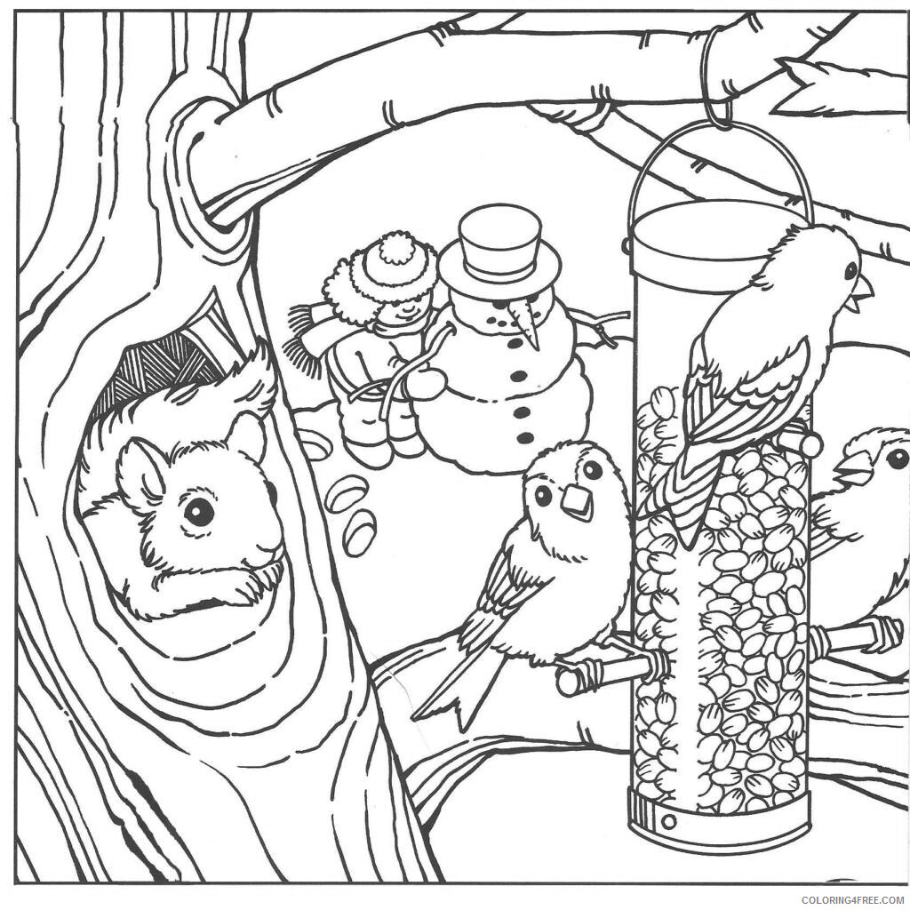 Adult Animals Coloring Pages Winter Scene Animals for Adults Printable 2020 173 Coloring4free