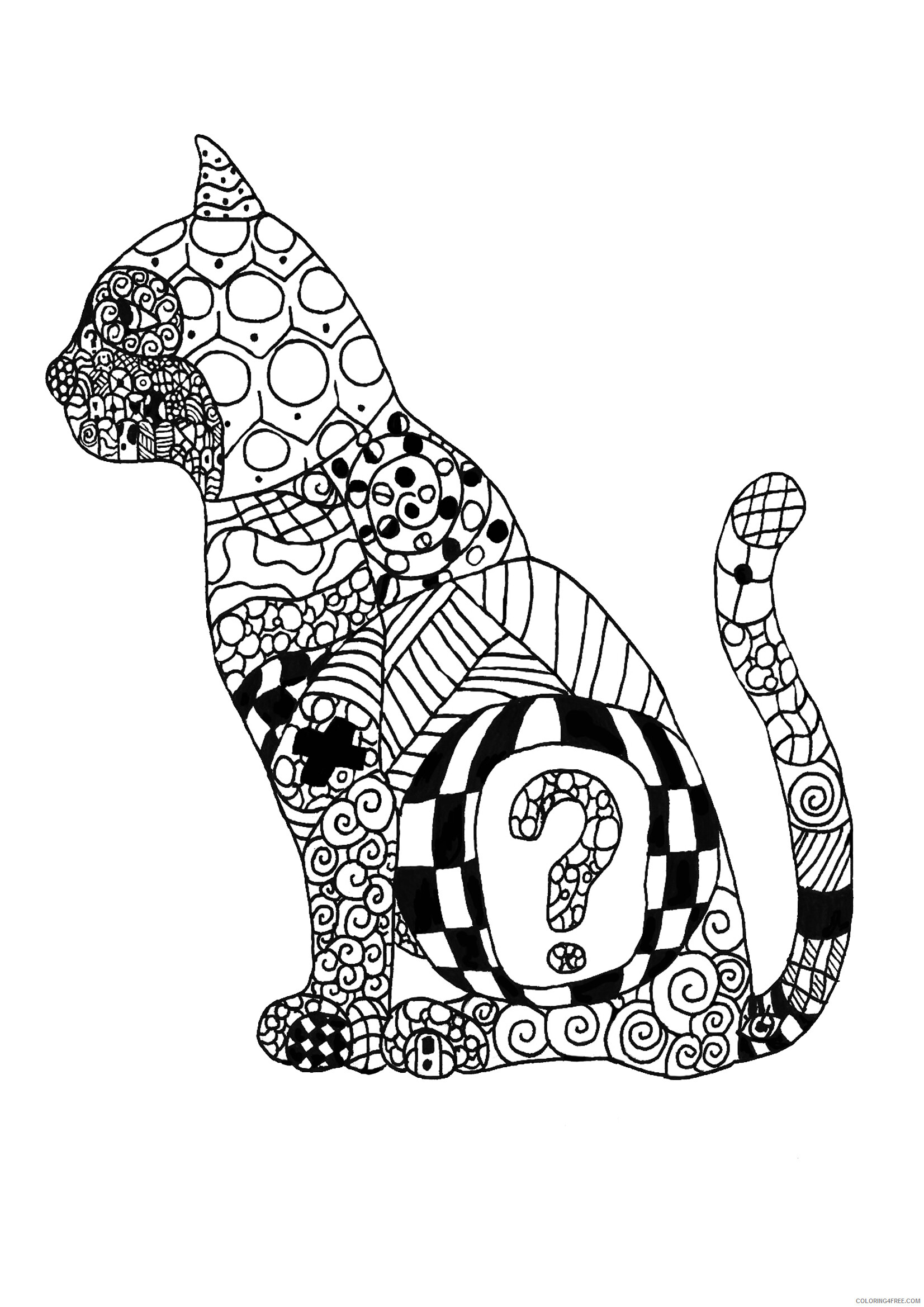 Adult Cat Coloring Pages Adult Cat Printable 2020 198 Coloring4free