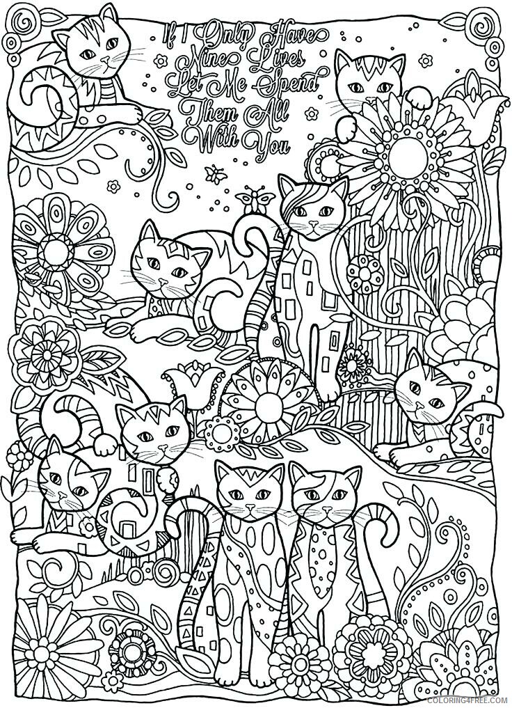Adult Cat Coloring Pages Cat for Adults 2 Printable 2020 202 Coloring4free