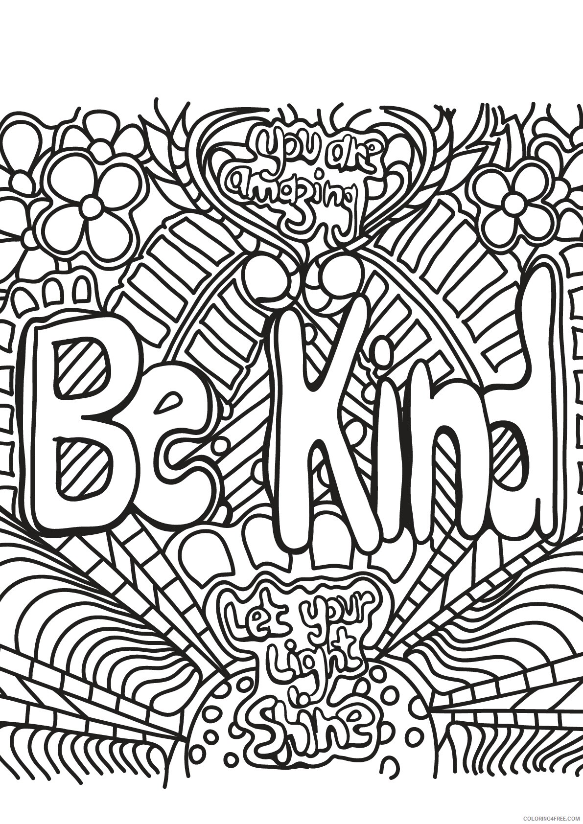Adult Coloring Pages Be Kind for Adults Printable 2020 012 Coloring4free