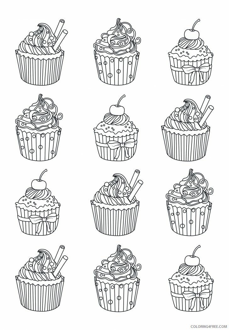 Adult Coloring Pages Easy Cupcake for Adults Printable 2020 019 Coloring4free