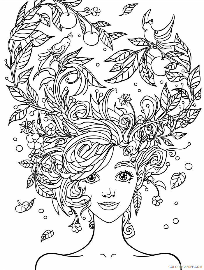 Adult Coloring Pages Girl with Hair Easy Adult Printable 2020 031 Coloring4free