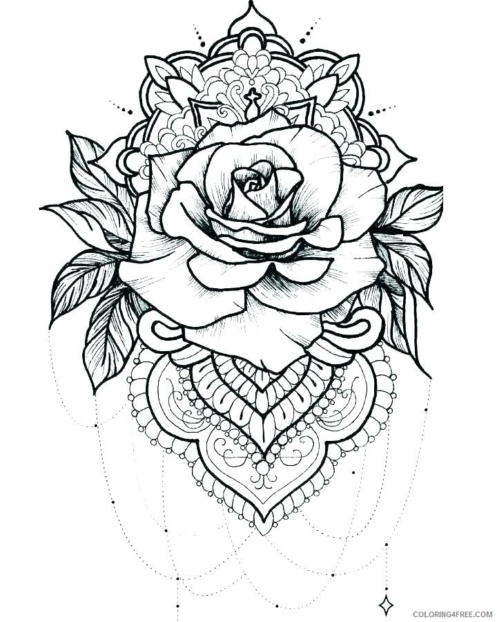 Adult Coloring Pages Rose Tattoo for Adults Printable 2020 065 Coloring4free