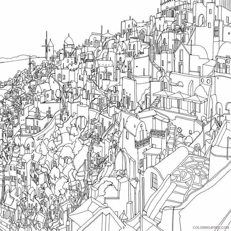 Adult Coloring Pages Town Scenery for Adults Printable 2020 078 Coloring4free