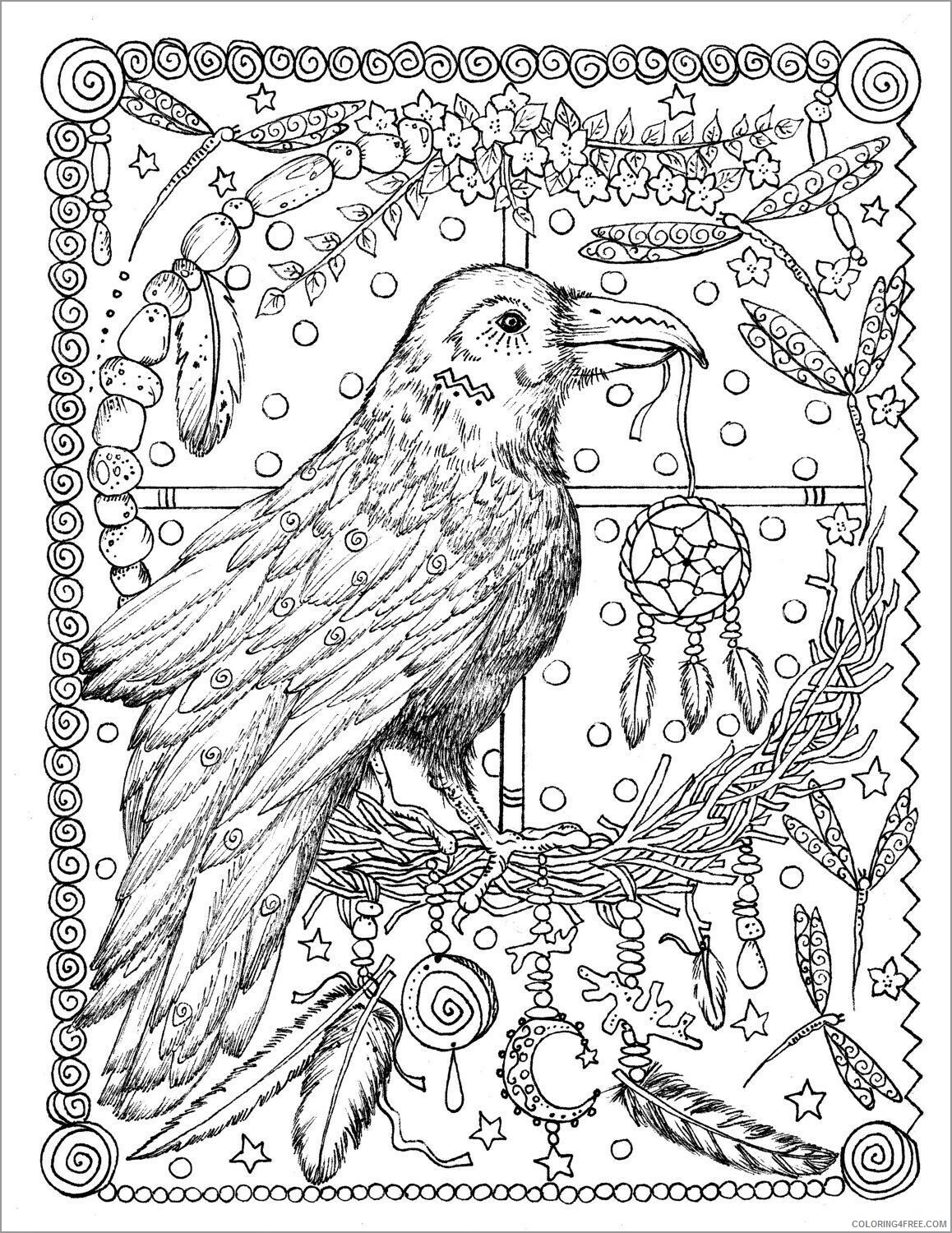 Adult Coloring Pages raven for adult Printable 2020 061 Coloring4free