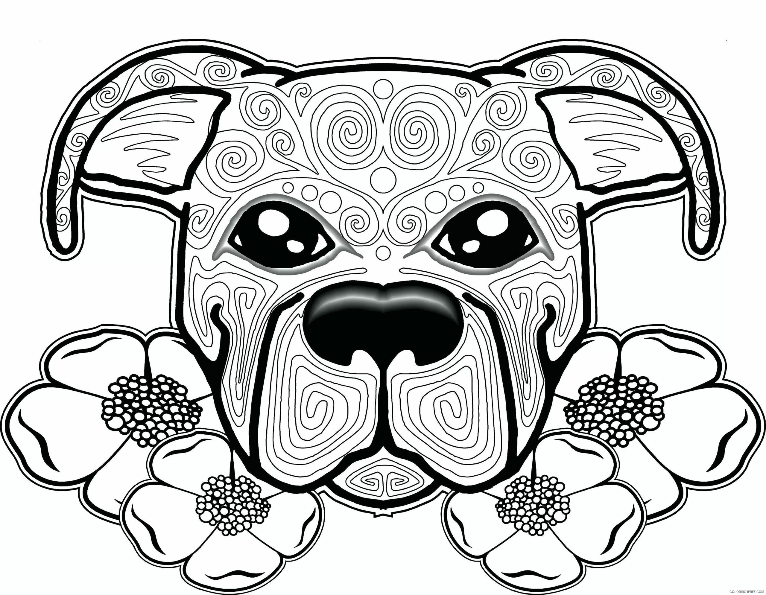Adult Dog Coloring Pages Adult Dog Zen Printable 2020 222 Coloring4free
