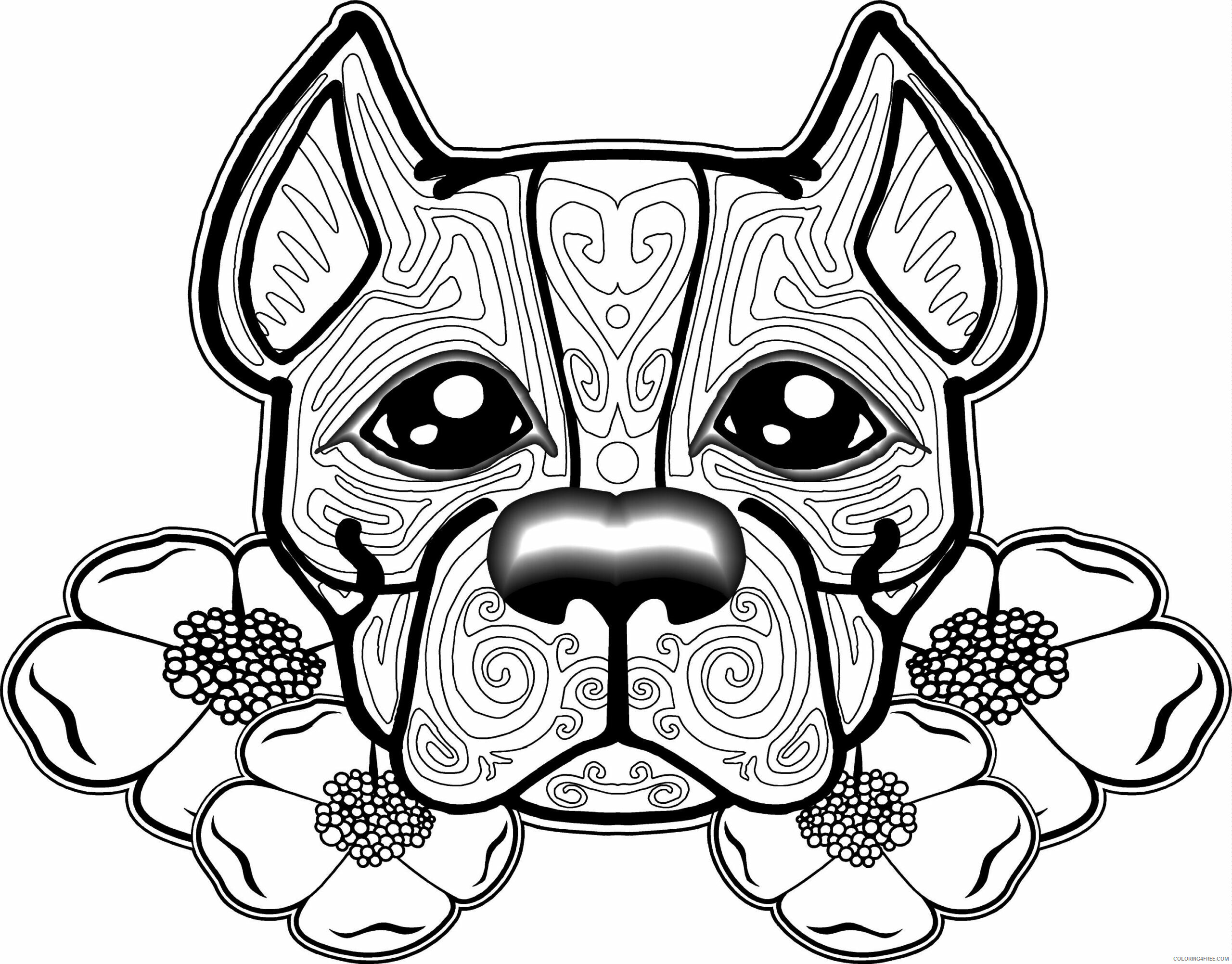 Adult Dog Coloring Pages Zen Pitbull Printable 2020 243 Coloring4free