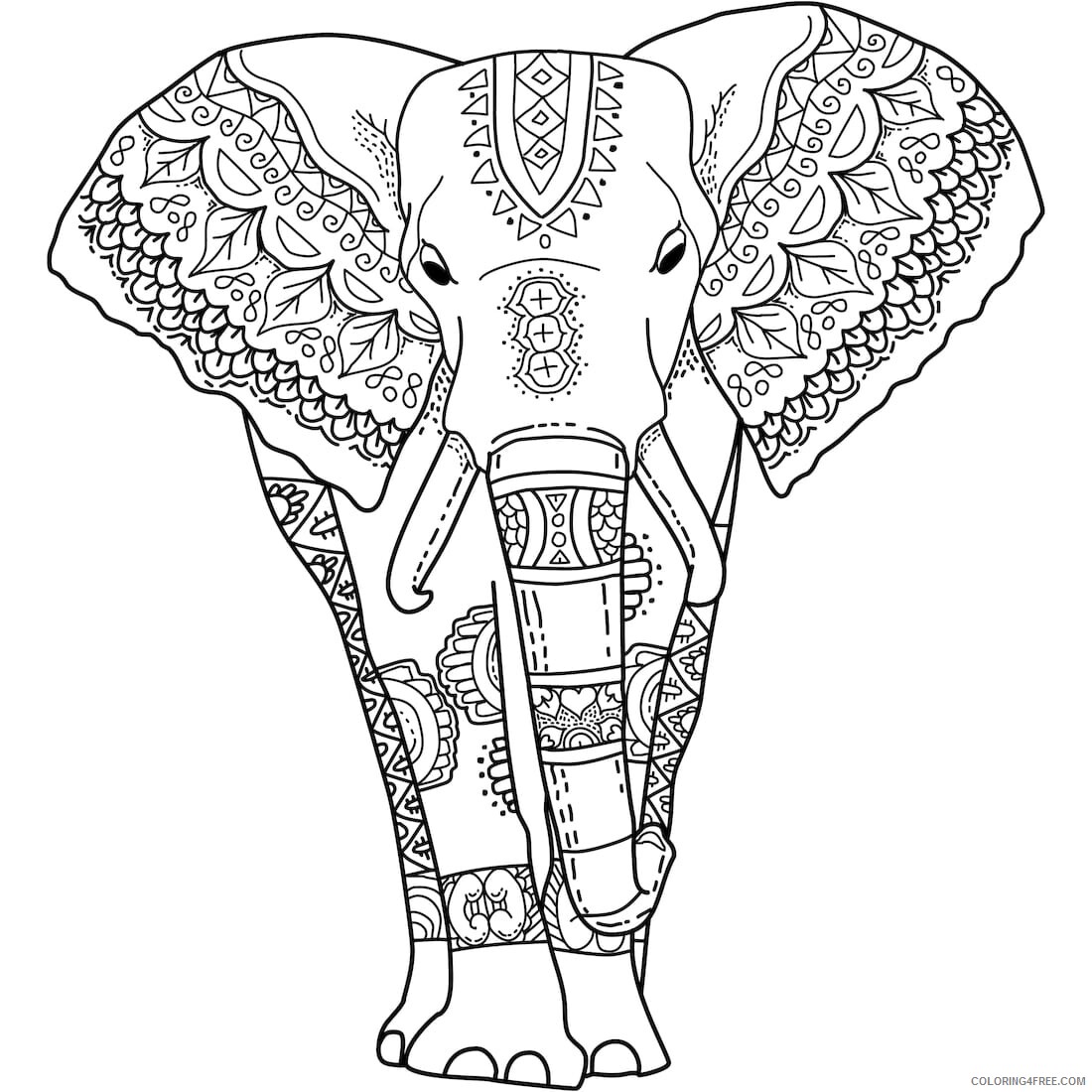 Adult Elephant Coloring Pages India Elephant for Adults Printable 2020 282 Coloring4free