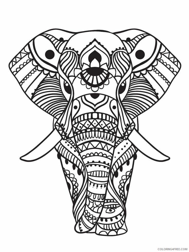 Adult Elephant Coloring Pages Zen Adult Elephant Printable 2020 287 Coloring4free