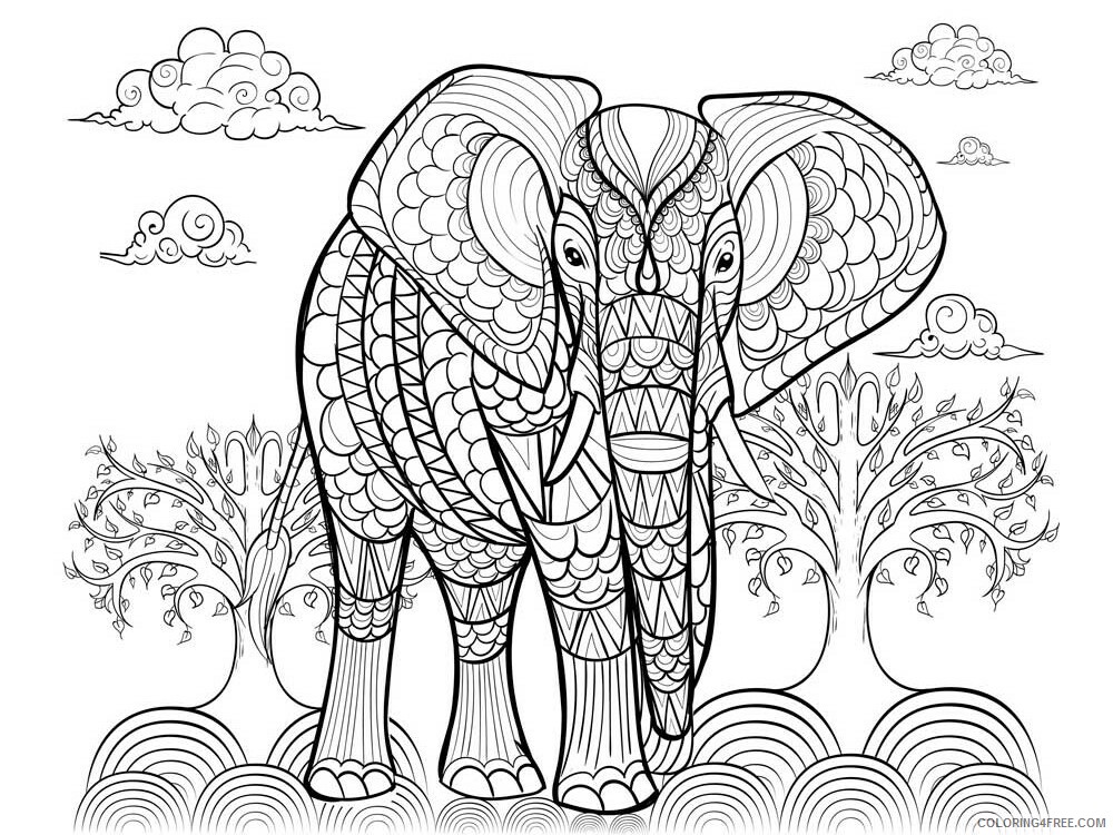 Adult Elephant Coloring Pages elephant for adults 10 Printable 2020 267 Coloring4free