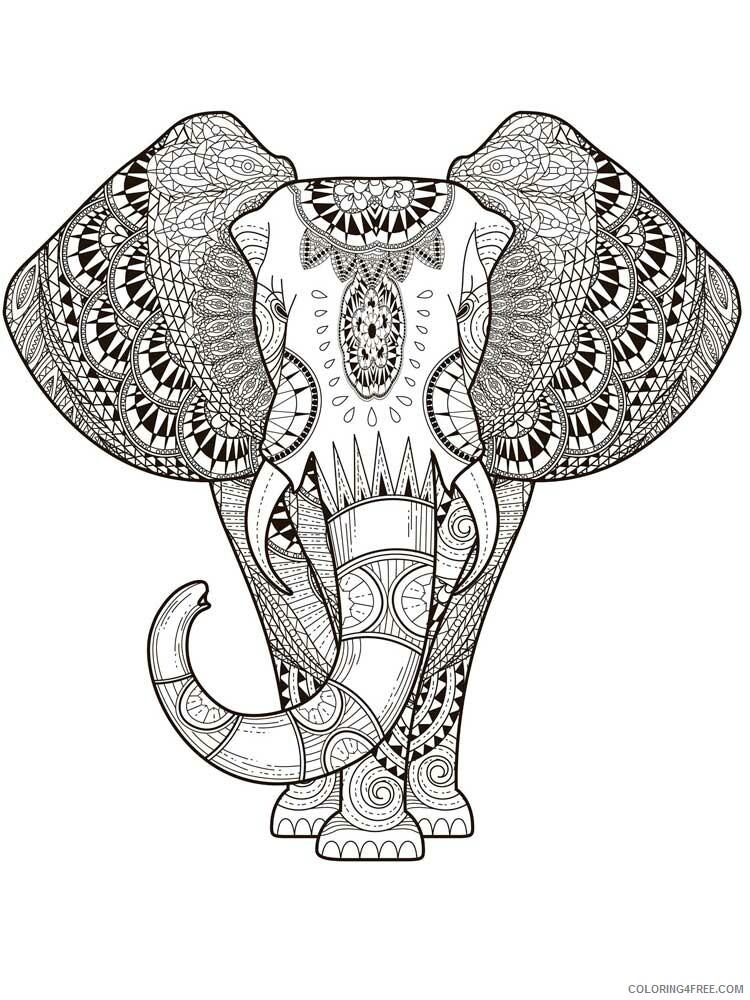 Adult Elephant Coloring Pages elephant for adults 4 Printable 2020 274 Coloring4free