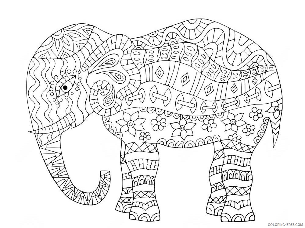 Adult Elephant Coloring Pages elephant for adults 6 Printable 2020 276 Coloring4free