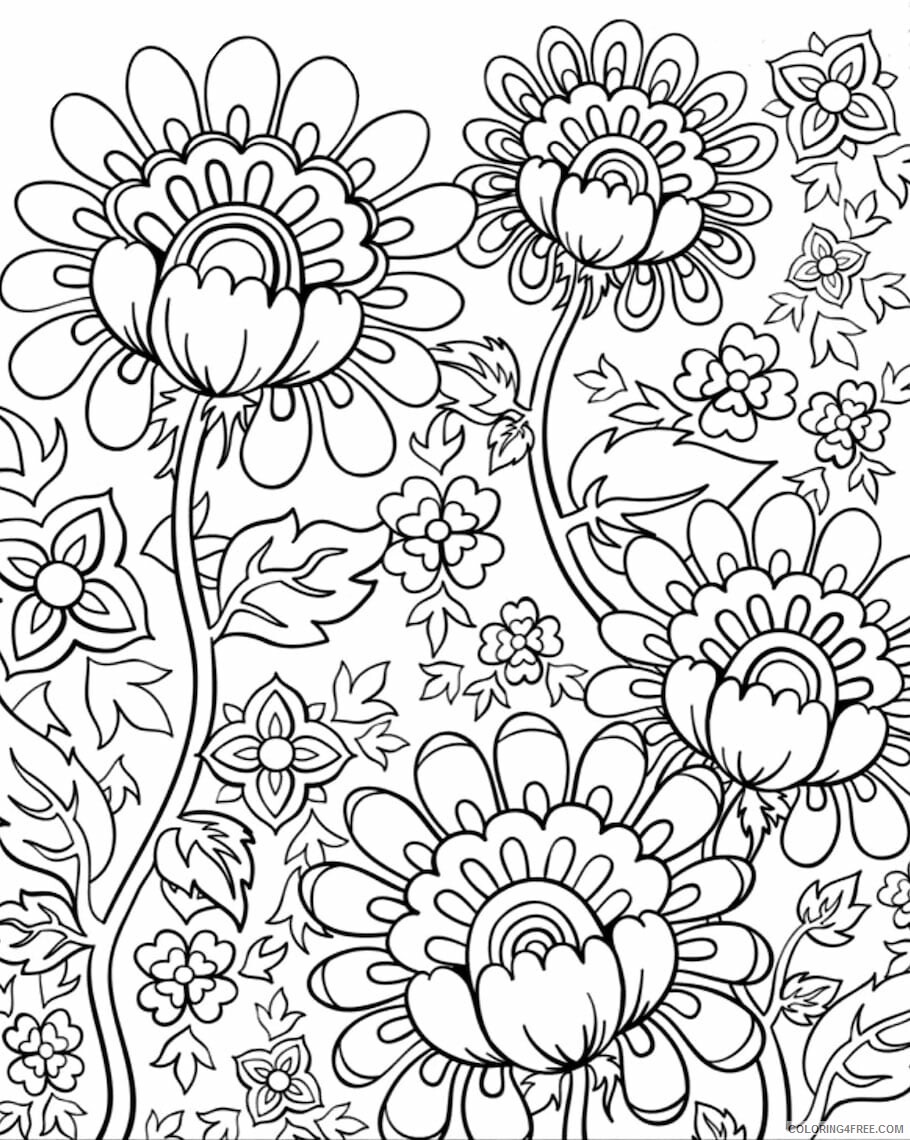 Adult Floral Coloring Pages Adult Doodle Flowers Printable 2020 317 Coloring4free