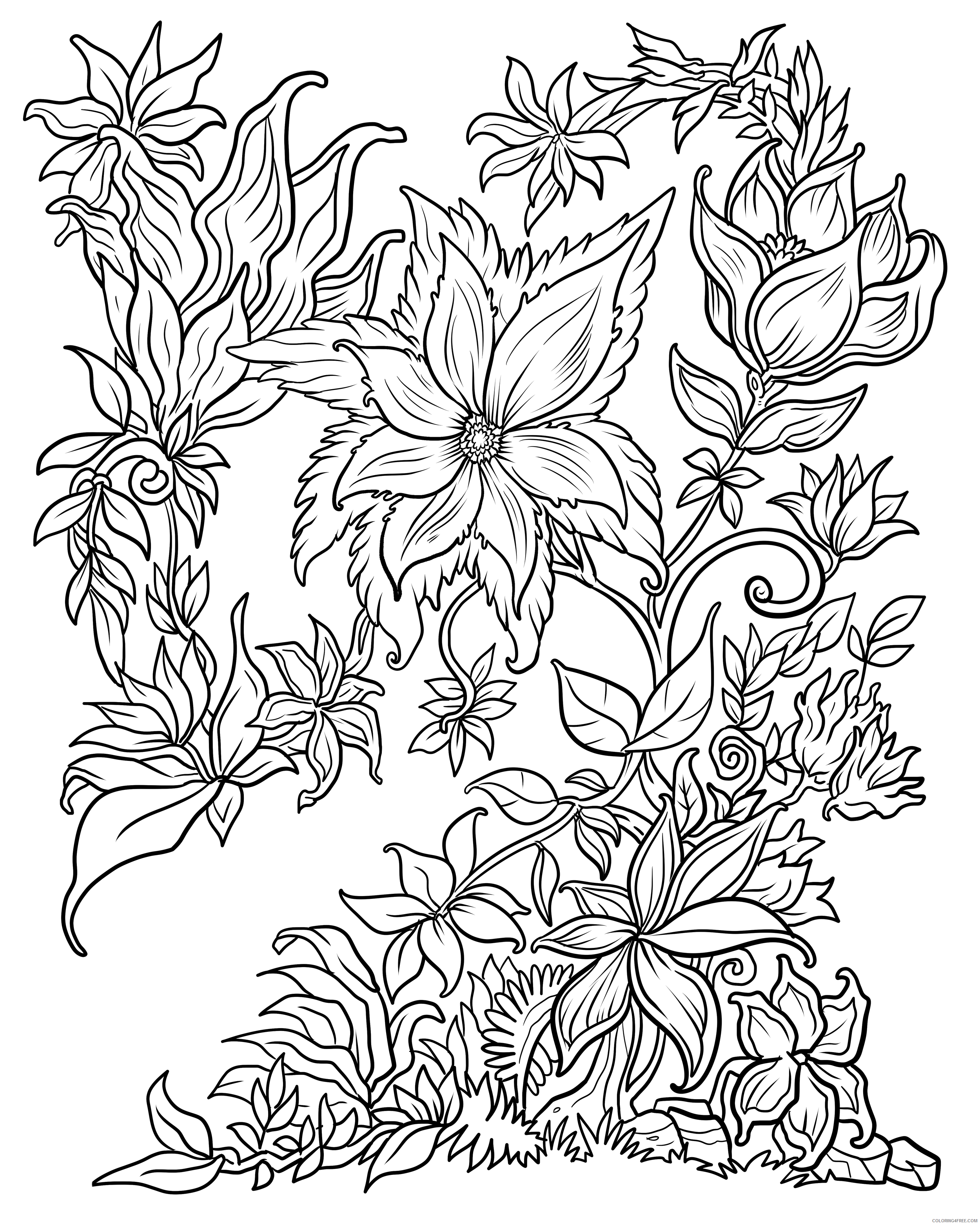 Adult Floral Coloring Pages Floral For Adults Printable 2020 326 Coloring4free