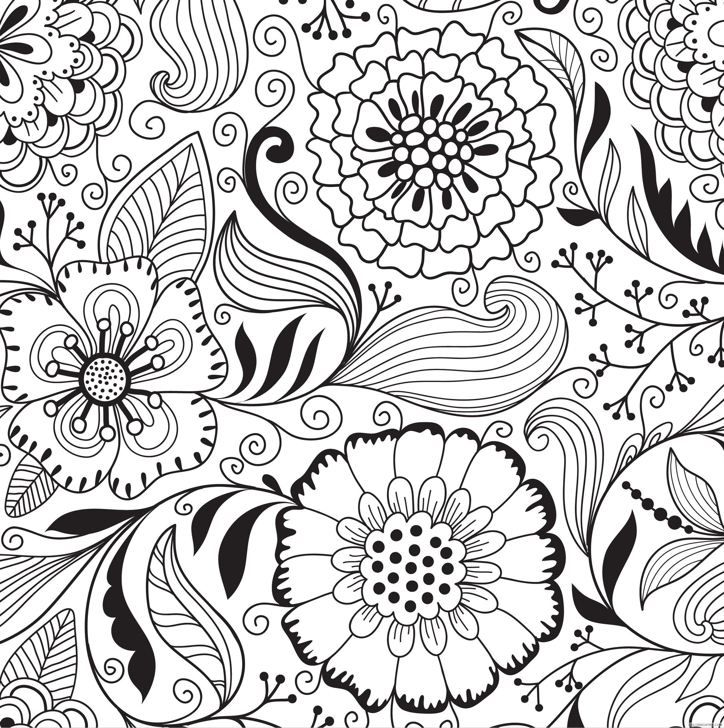 Adult Floral Coloring Pages Floral Pattern Printable 2020 348 Coloring4free