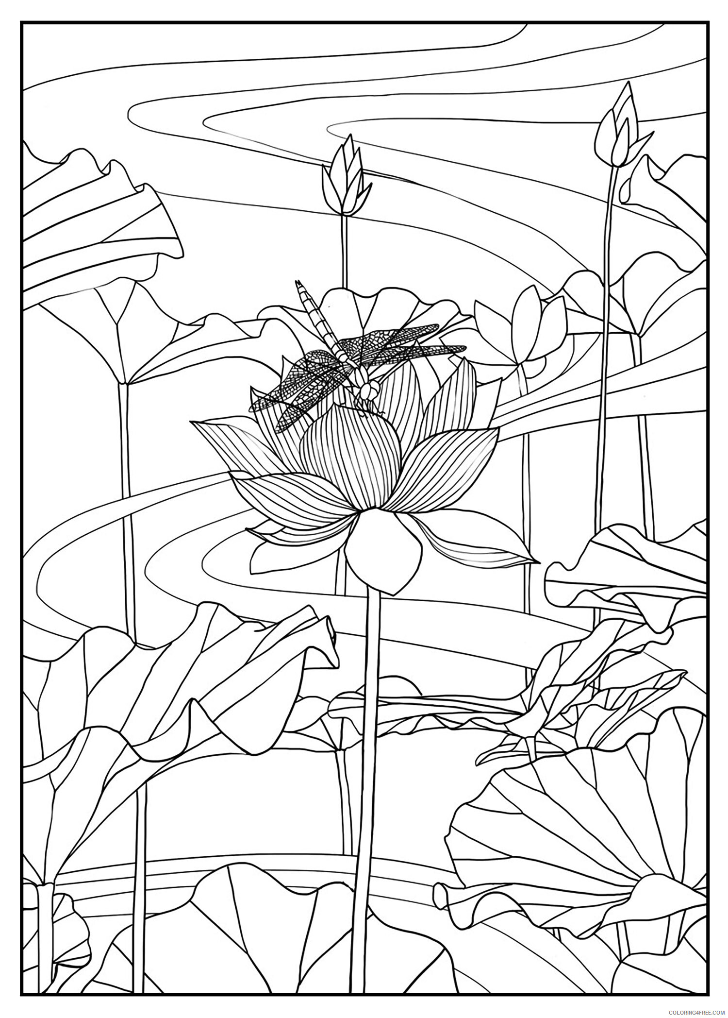 Adult Floral Coloring Pages Floral Scene For Adults Printable 2020 352 Coloring4free