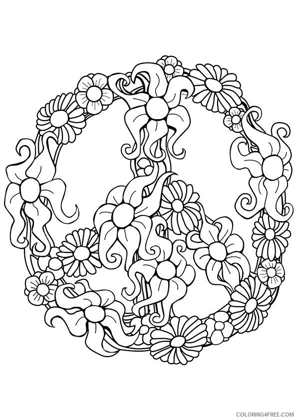 Adult Floral Coloring Pages Free Flowers Peace for Adults Printable 2020 367 Coloring4free