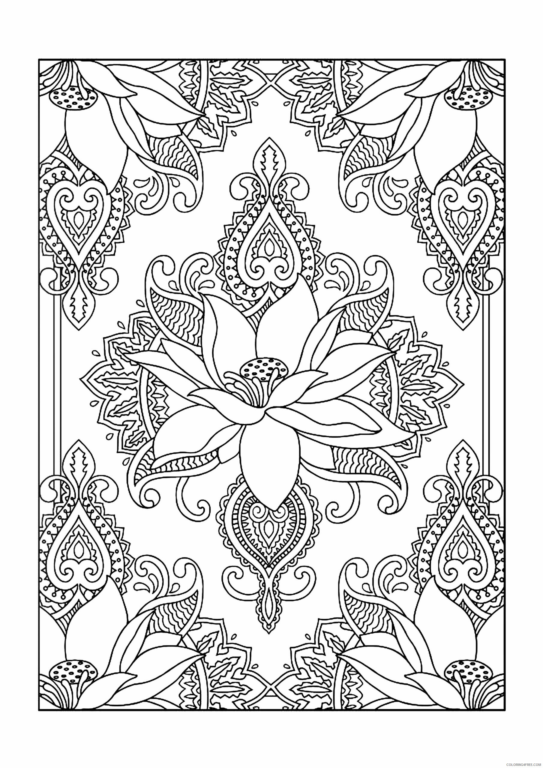 Adult Floral Coloring Pages Pattern Floral For Adults Printable 2020 371 Coloring4free