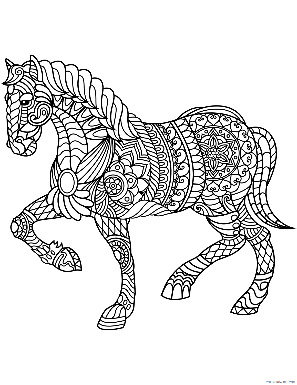 Adult Horse Coloring Pages Horse for Adults Printable 2020 399 Coloring4free