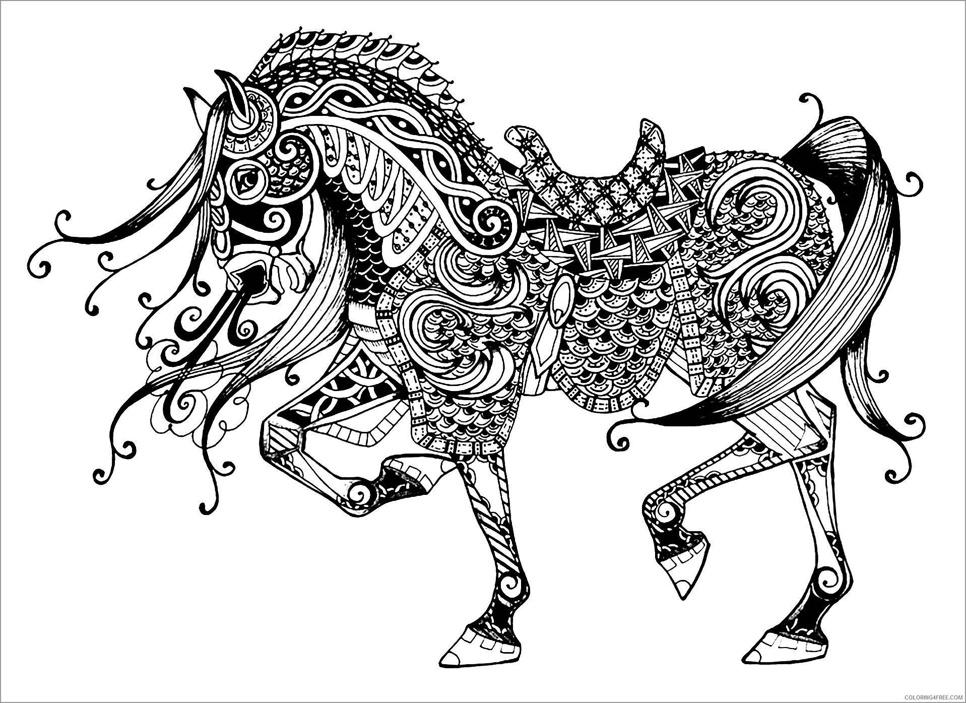 Adult Horse Coloring Pages majestic horse for adults Printable 2020 417 Coloring4free